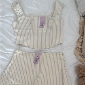 Wild Fable Cream and Black Striped Set